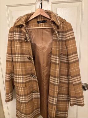 Ralph Lauren Wool Plaid Coat with detachable hood